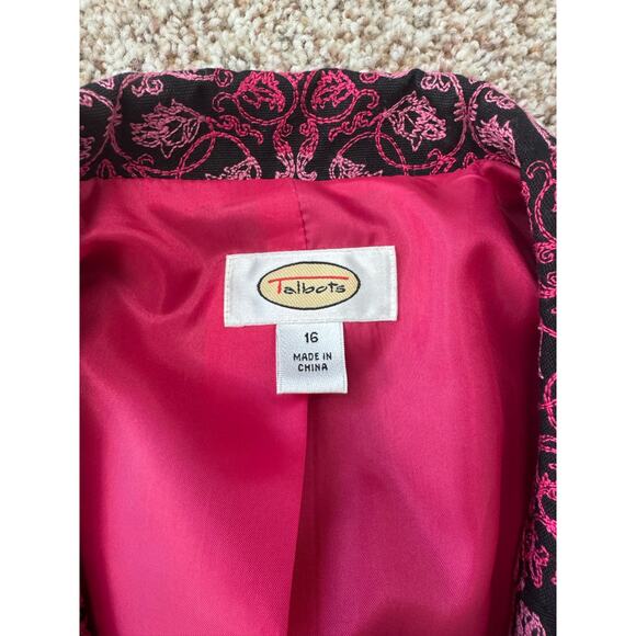 Embroidered Pink & Black Talbots Jacket, size Women's 16, Hook & Eye Closure - Picture 3 of 11